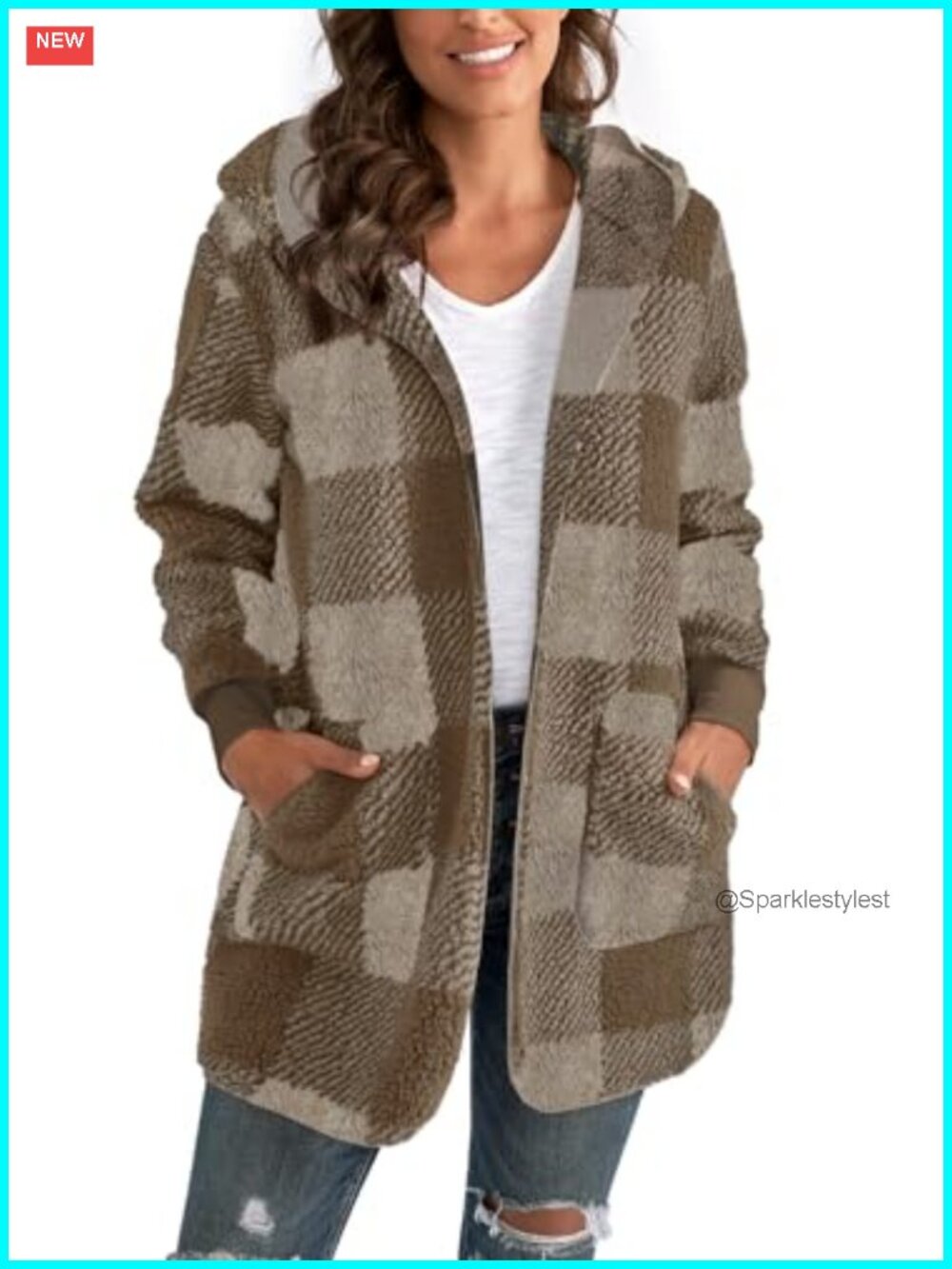 Womens Oversized Sherpa Fleece Jacket Long Cardigan Sweater Hooded